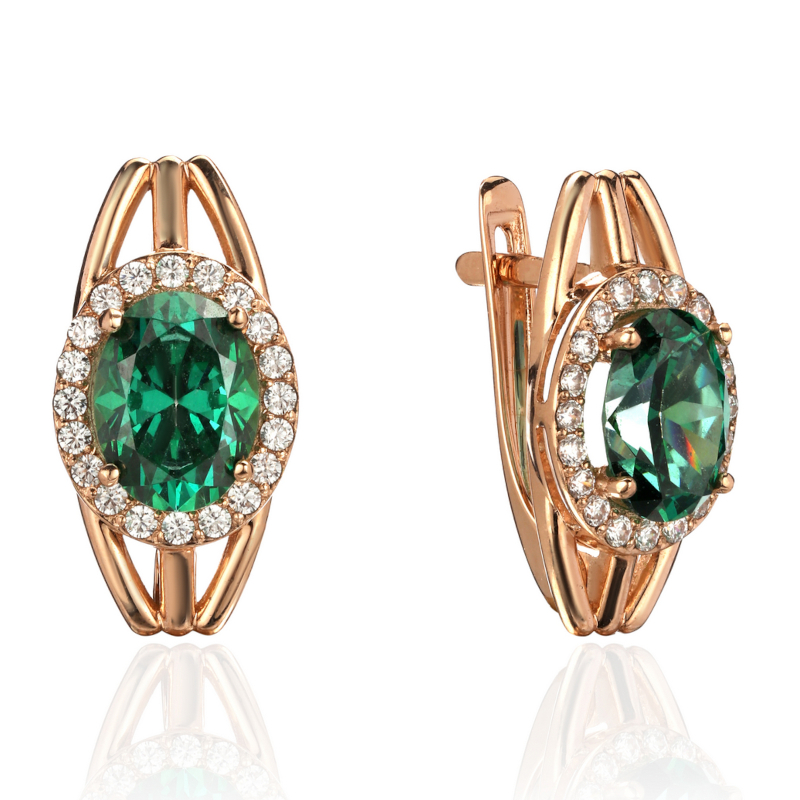 Серьги из красного золота 585 пробы с фианитами 01С2115427-2