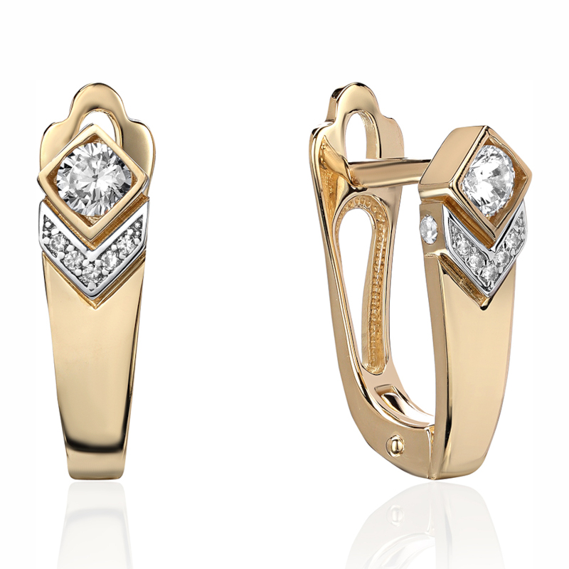 Серьги из желтого золота 585 пробы с фианитами 01С1316031Р