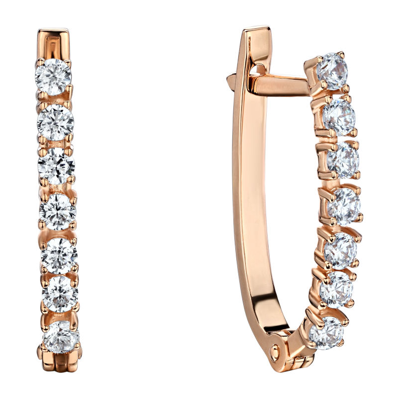 Серьги из красного золота 585 пробы с фианитами 01С114897
