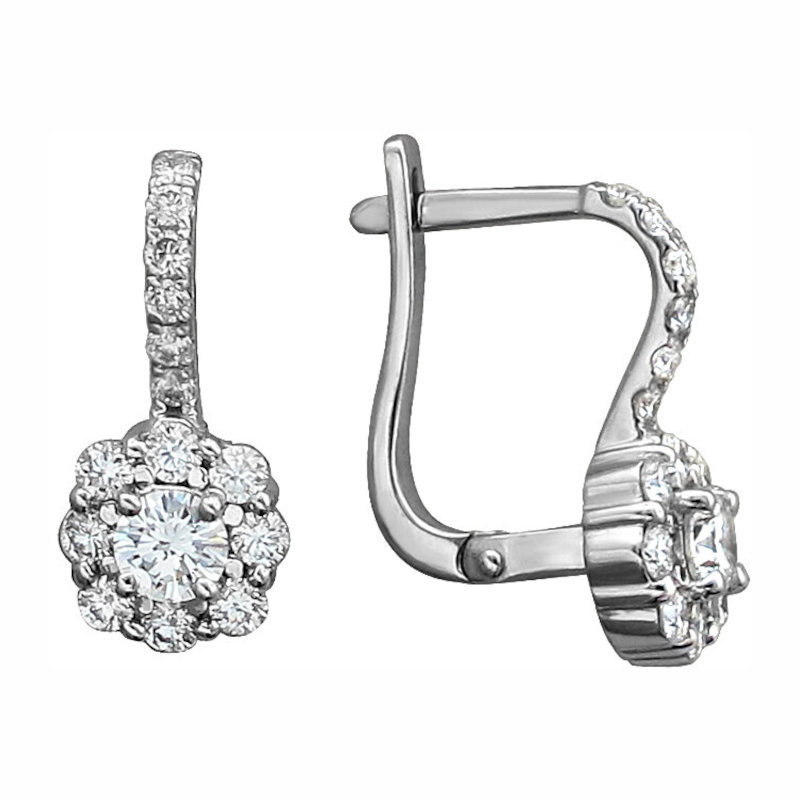 Серьги из белого золота 585 пробы с бриллиантами 01С625252