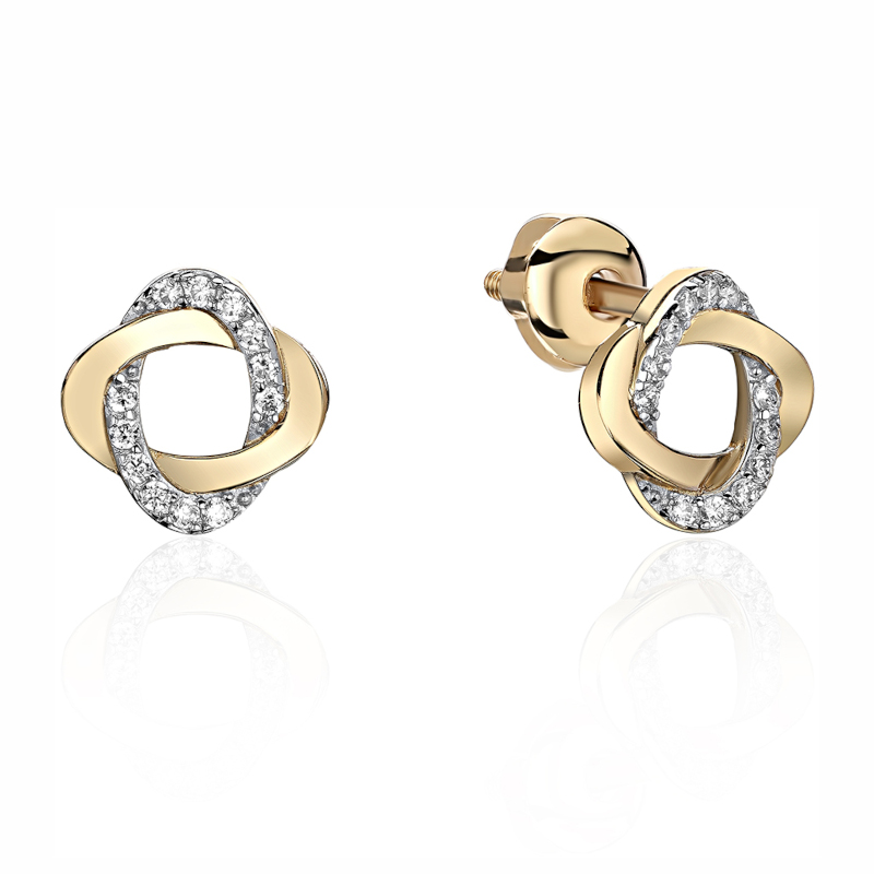 Серьги из желтого золота 585 пробы с фианитами 01С1314439Р