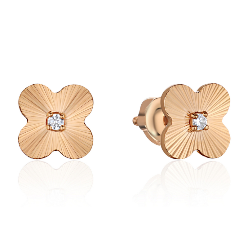 Серьги из красного золота 585 пробы с фианитами 01С1116338