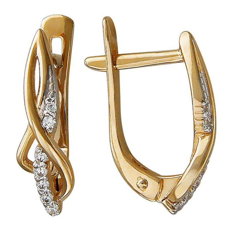 Серьги из красного золота 585 пробы с фианитами 01С116951