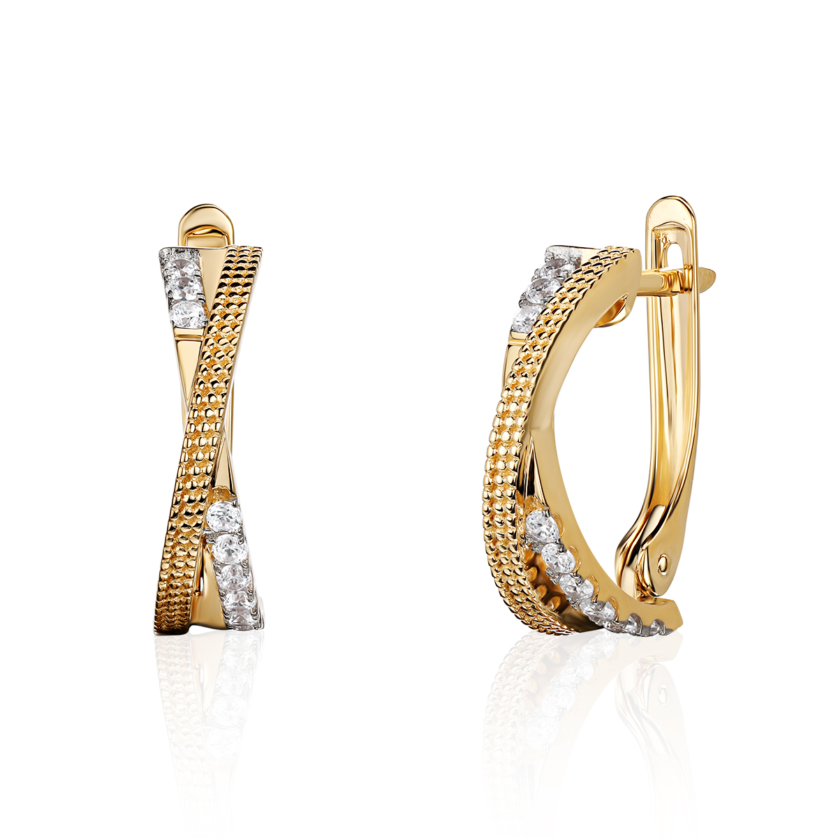 Серьги из желтого золота 585 пробы с фианитами 01С1315389Р