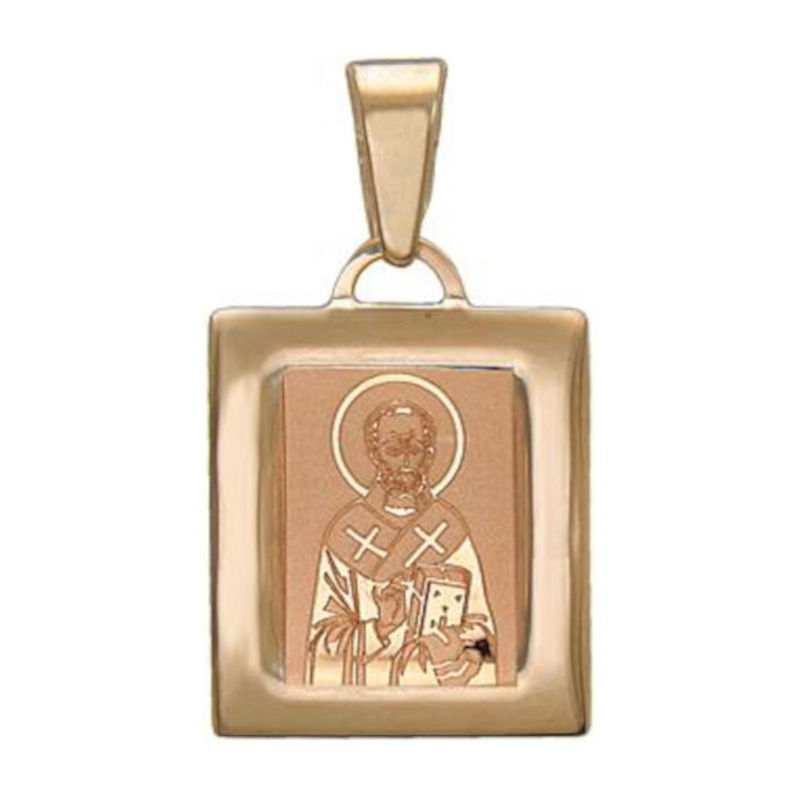 Золотые иконка, мощевик "Николай Чудотворец" из красного золота 585 пробы без вставок 01П011528