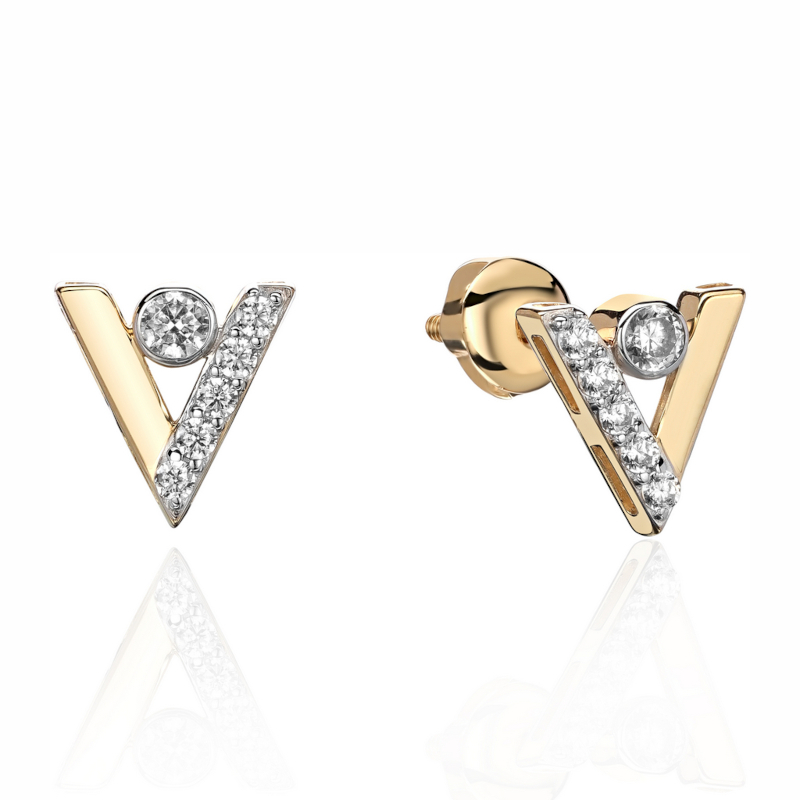 Серьги из желтого золота 585 пробы с фианитами 01С1313999Р Серьги из желтого золота 585 пробы с фианитами 01С1313999Р
