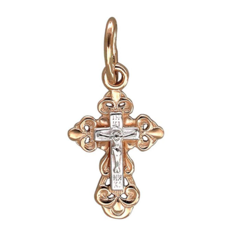 Крест нательный из красного золота 585 пробы без вставок 01Р010860