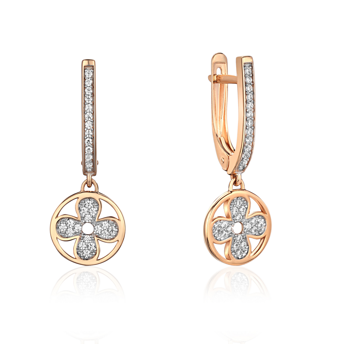 Серьги из красного золота 585 пробы с фианитами 01С1115574Р