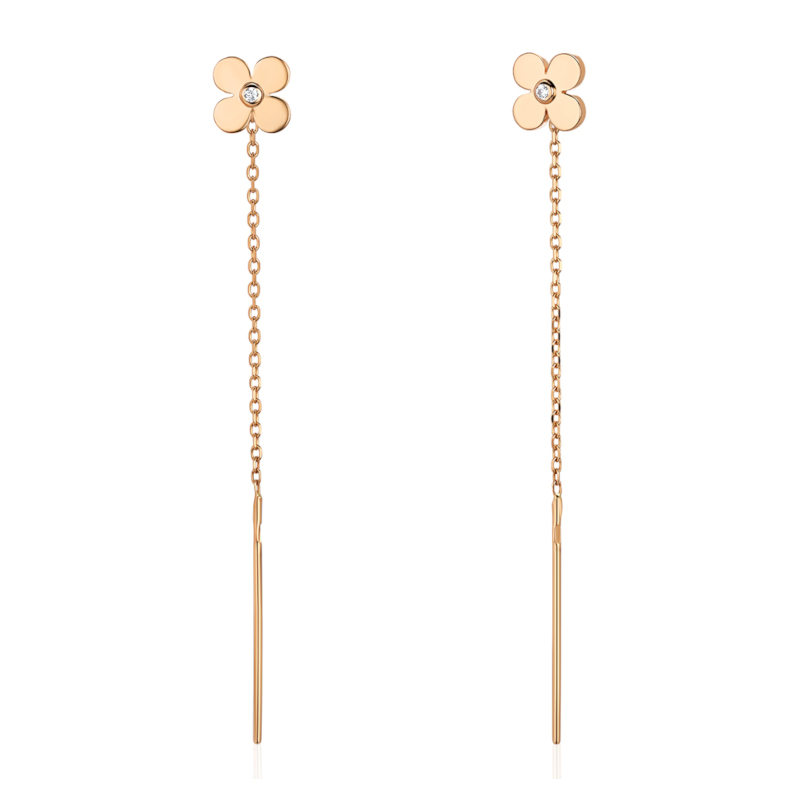 Серьги из красного золота 585 пробы с фианитами 01С1115573