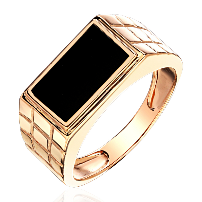 Перстень из красного золота 585 пробы с агатом 01Т4112491-1