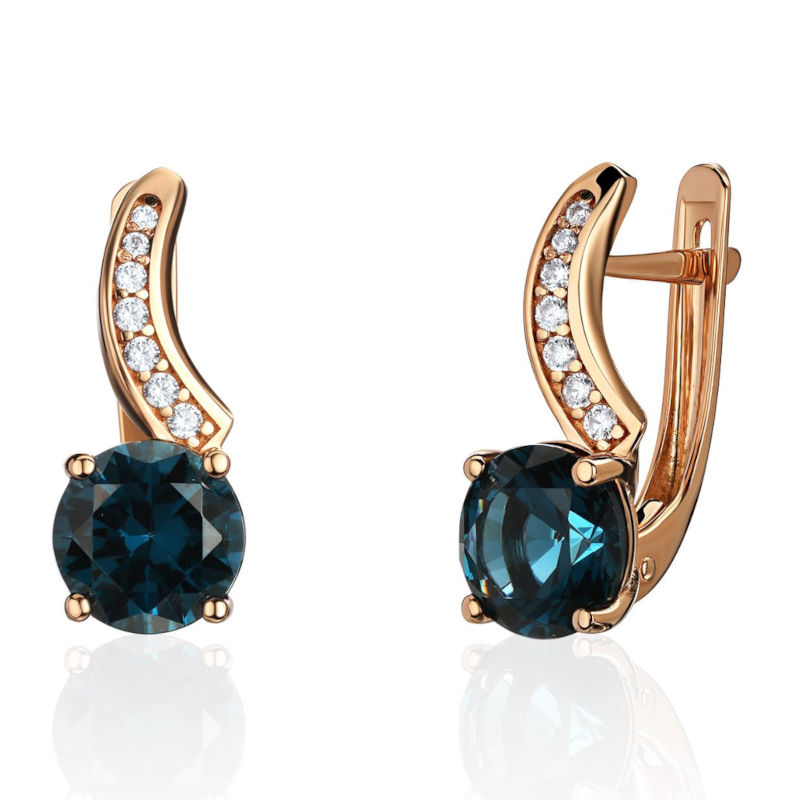 Серьги из красного золота 585 пробы с наноситал топазами и фианитами 01С2115345-3