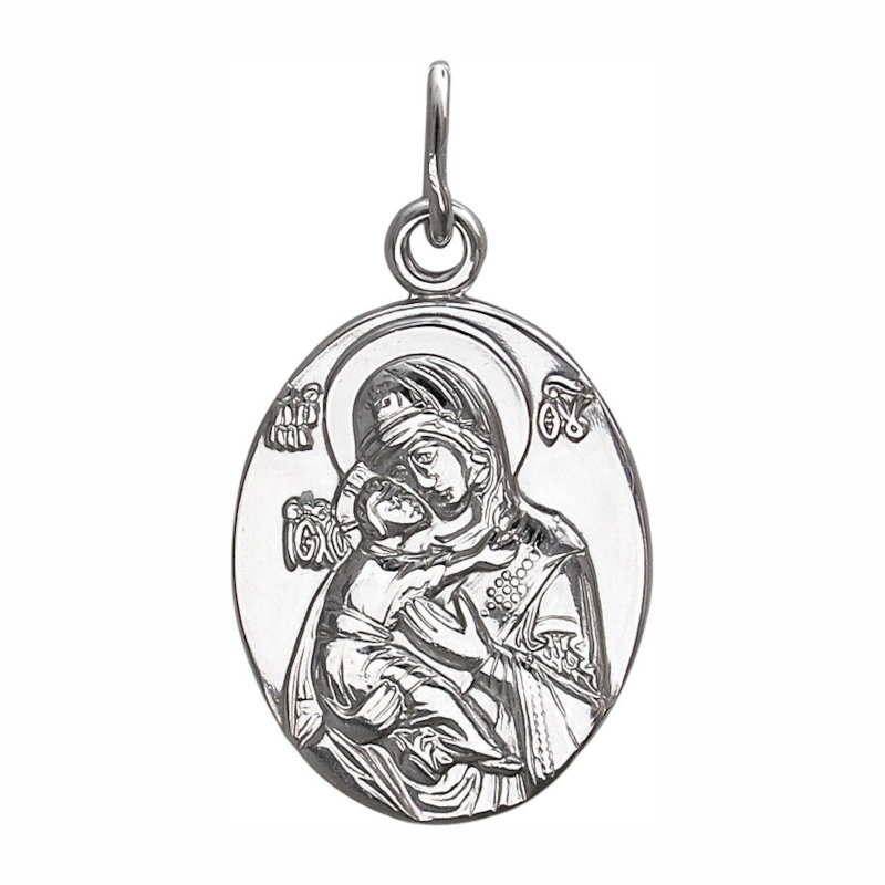Нательная икона из серебра 925 пробы Богородица Владимирская 01П050491