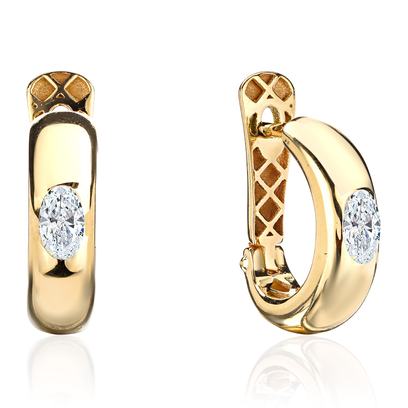Серьги из желтого золота 585 пробы с фианитами 01С1315474
