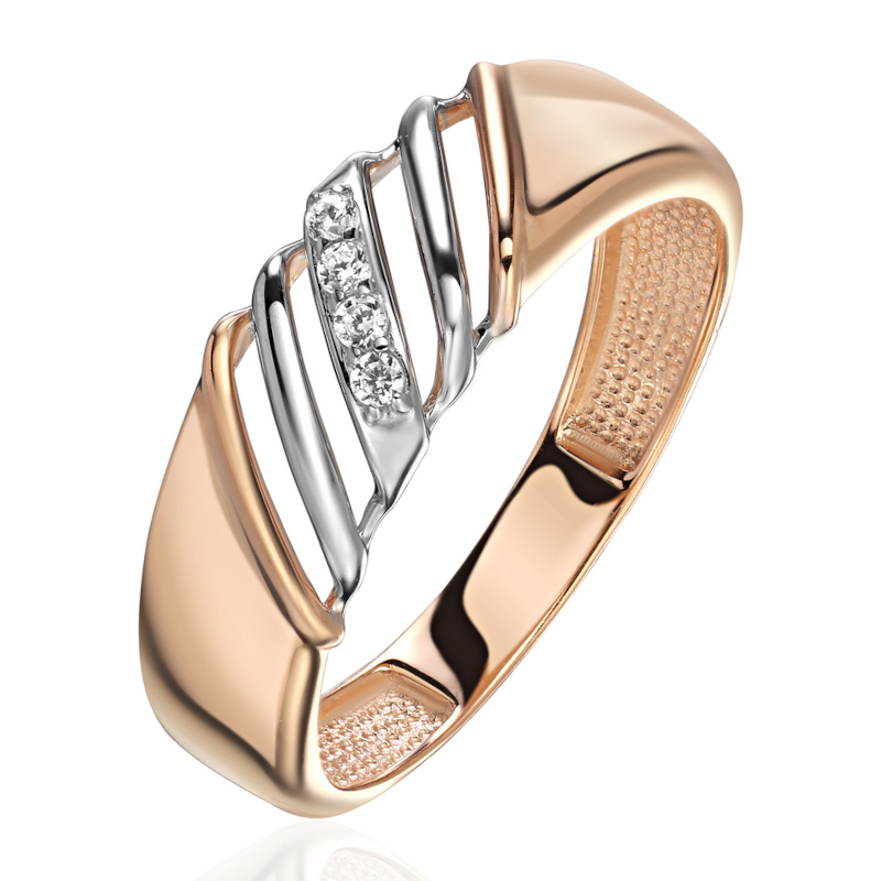 Кольцо из красного золота 585 пробы с фианитами 01К1116898Р