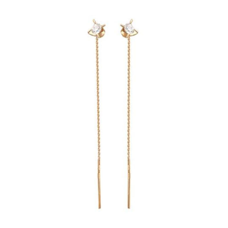 Серьги из красного золота 585 пробы с фианитами 01С117249