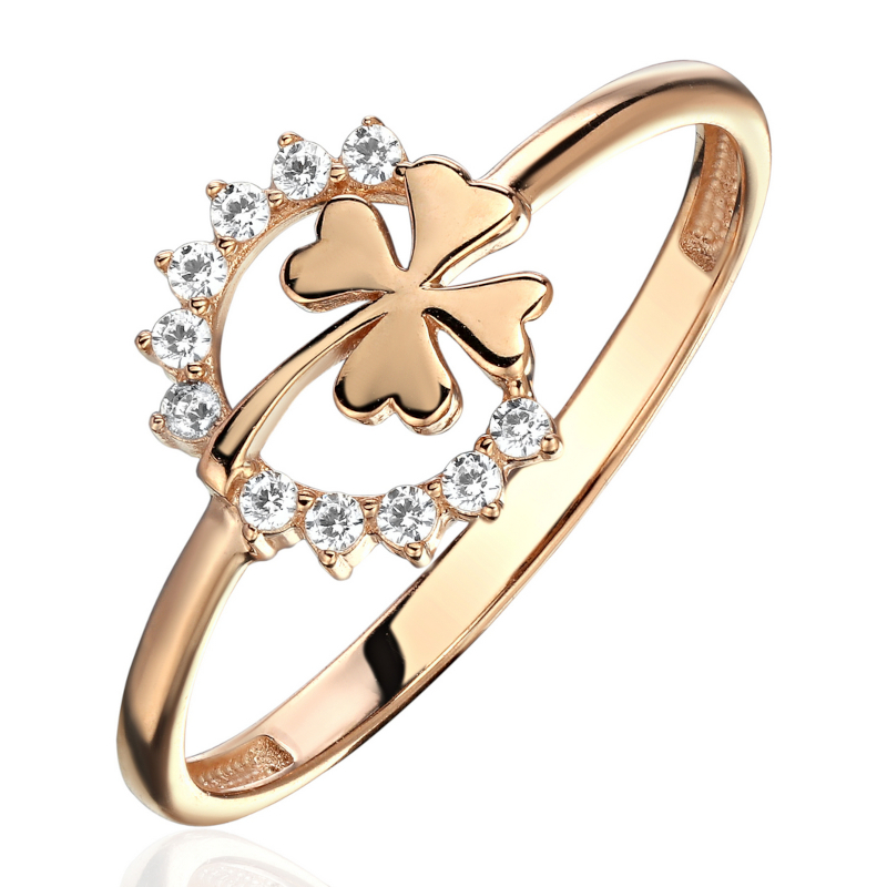 Кольцо из красного золота 585 пробы с фианитами 01К1115748