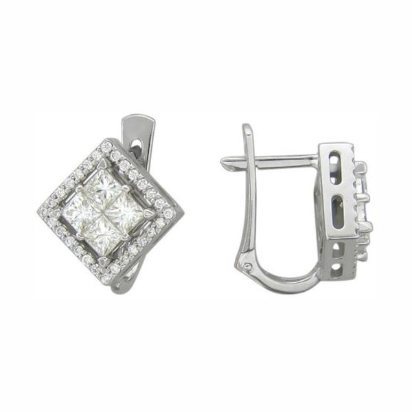 Серьги из белого золота 585 пробы с бриллиантами 01С626796Z