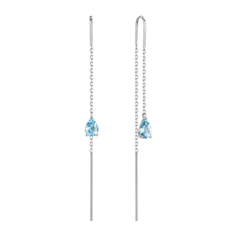 Серьги из белого золота 585 пробы с топазами 01С3216516-1