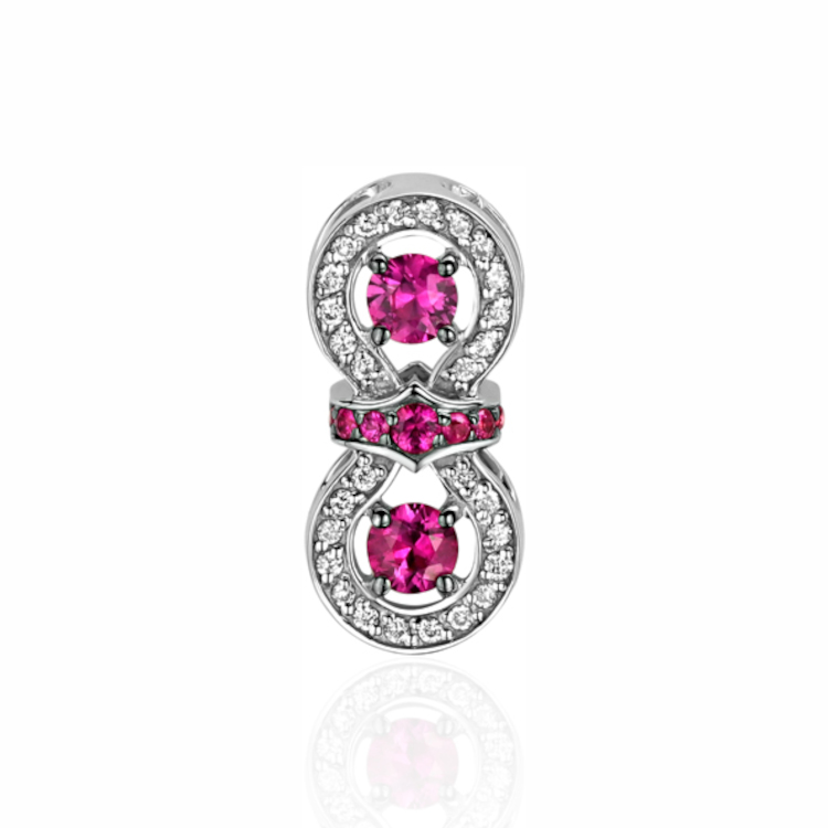 Подвеска из белого золота 750 пробы с рубинами и бриллиантами 01П677928-3