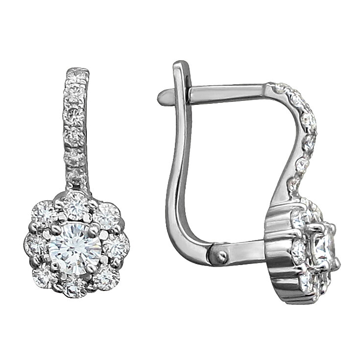 Серьги из белого золота 585 пробы с бриллиантами 01С625252