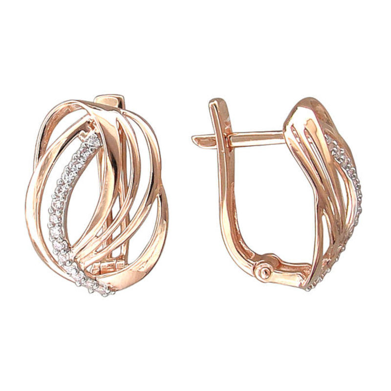Серьги из красного золота 585 пробы с фианитами 01С1112886Р