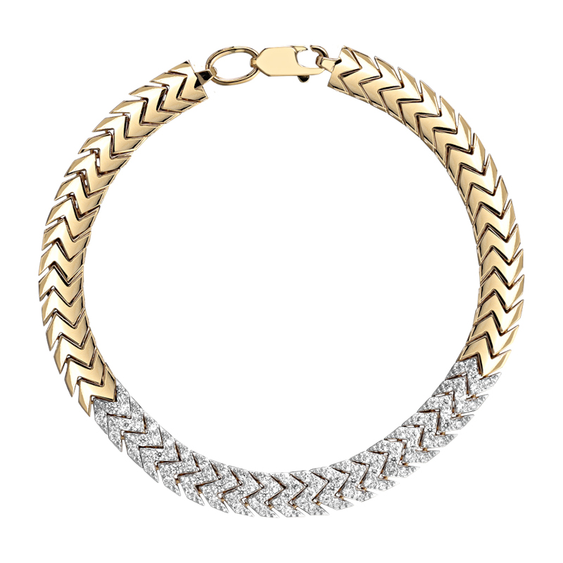 Браслет из желтого золота 585 пробы с фианитами 01Б133547Р