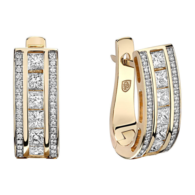 Серьги из желтого золота 585 пробы с бриллиантами 01С6312974