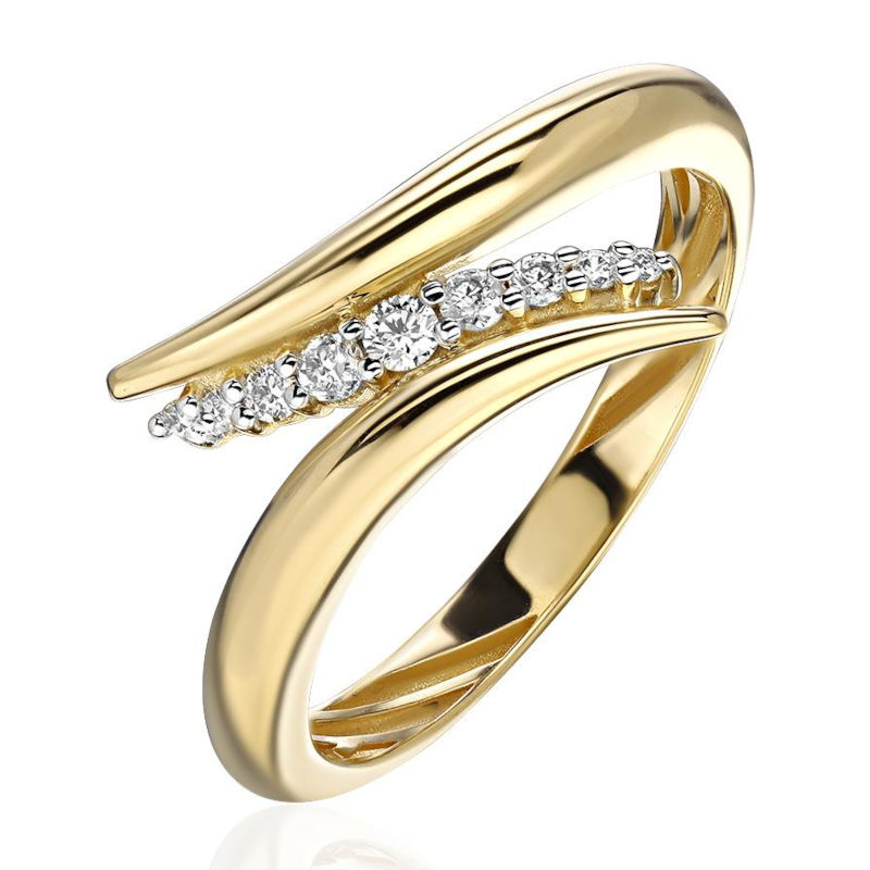 Кольцо из желтого золота 585 пробы с фианитами 01К1316890Р