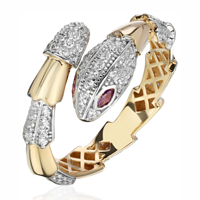 Кольцо из желтого золота 585 пробы с наноизумрудами и фианитами 01К2315047Р-1 Кольцо из желтого золота 585 пробы с наноизумрудами и фианитами 01К2315047Р-1