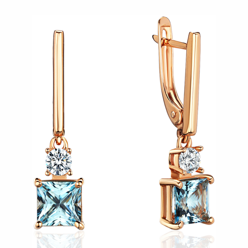 Серьги из красного золота 585 пробы с топазами и фианитами 01С3115366-2