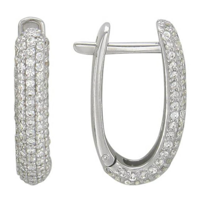 Серьги из белого золота 585 пробы с фианитами 01С125351