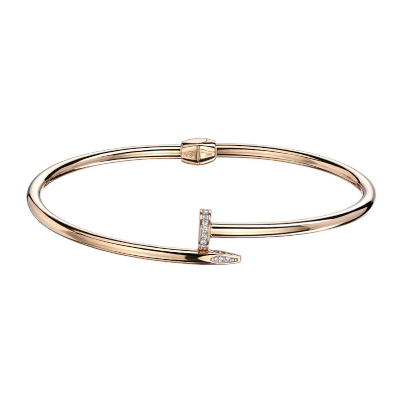 Браслет конго "Гвоздь" из красного золота 585 пробы с фианитами 01Б112888