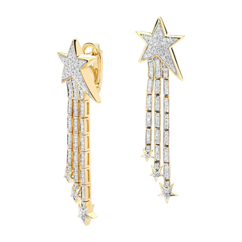 Серьги из желтого золота 585 пробы с бриллиантами 01С6313237 Серьги из желтого золота 585 пробы с бриллиантами 01С6313237