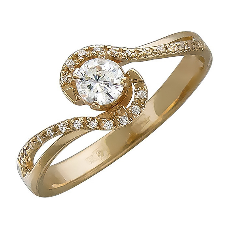 Кольцо из красного золота 585 пробы с фианитами 01К115862