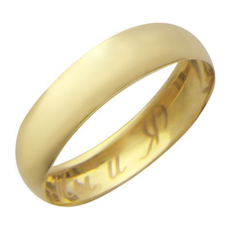 Обручальное кольцо с гравировкой "Ты и Я" из желтого золота 585 пробы без вставок 01О030165