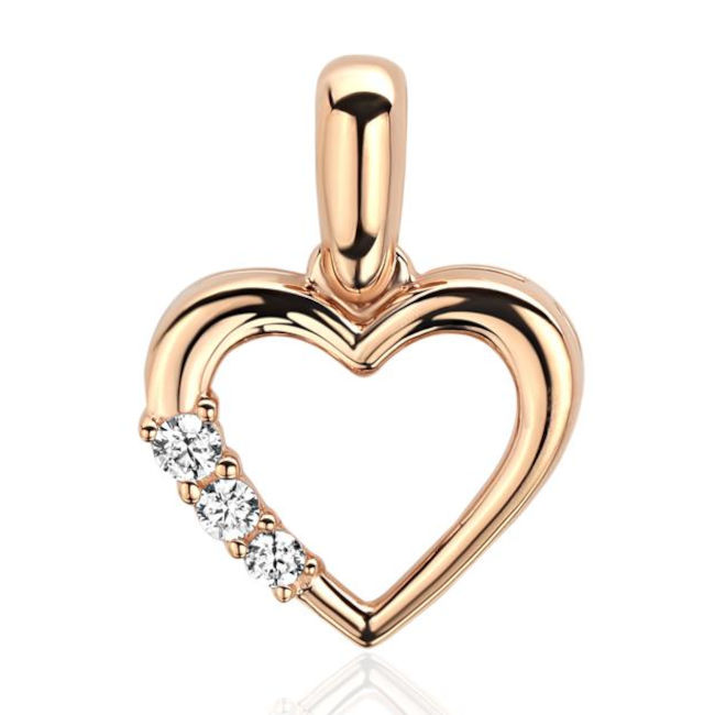 Подвеска "Сердце" из красного золота 375 пробы с фианитами 01П113871S
