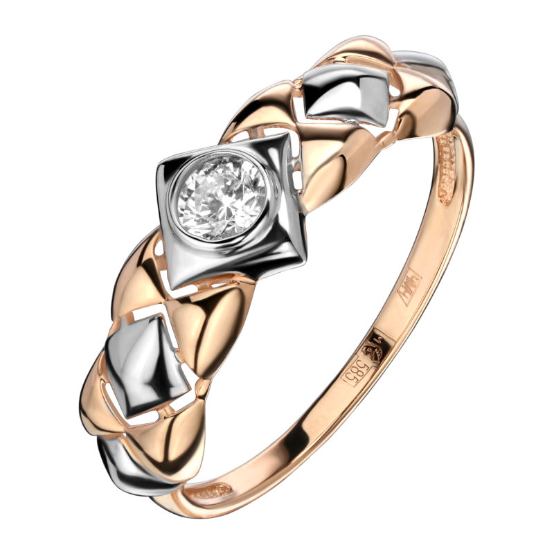 Кольцо из красного золота 585 пробы с фианитом 01К1112325Р