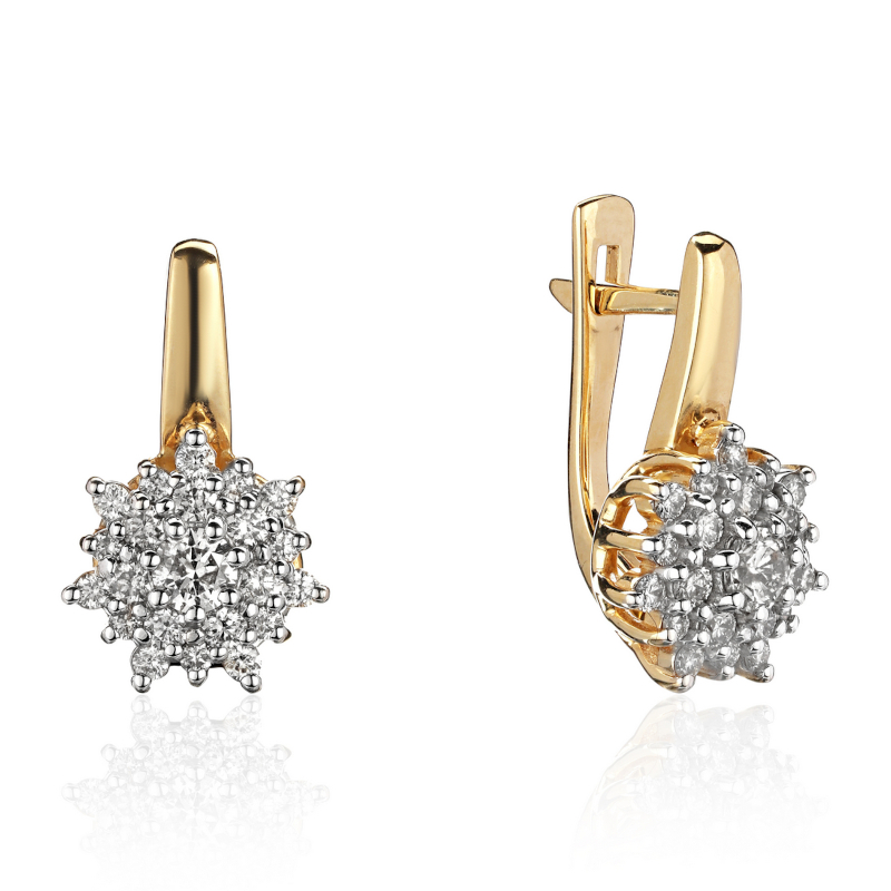 Серьги из желтого золота 585 пробы с бриллиантами 01С6314757