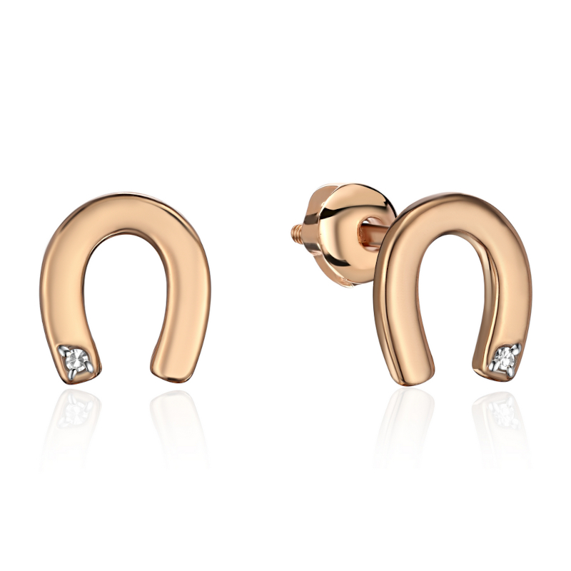 Серьги из красного золота 585 пробы с бриллиантами 01С6117052-17