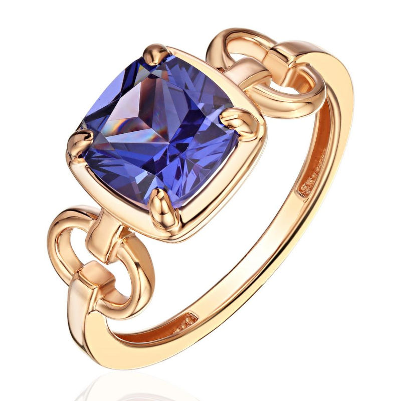 Кольцо из красного золота 585 пробы с аметистом 01К3115530-3