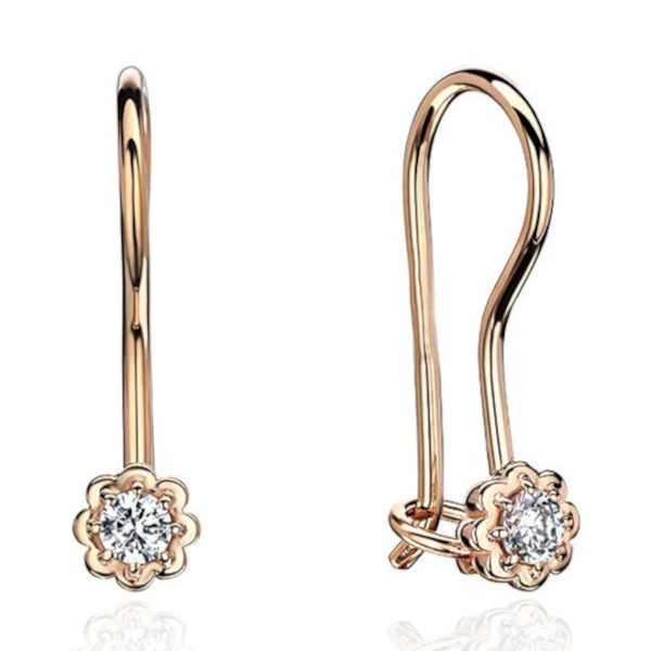 Серьги из красного золота 375 пробы с фианитами 01С116470S