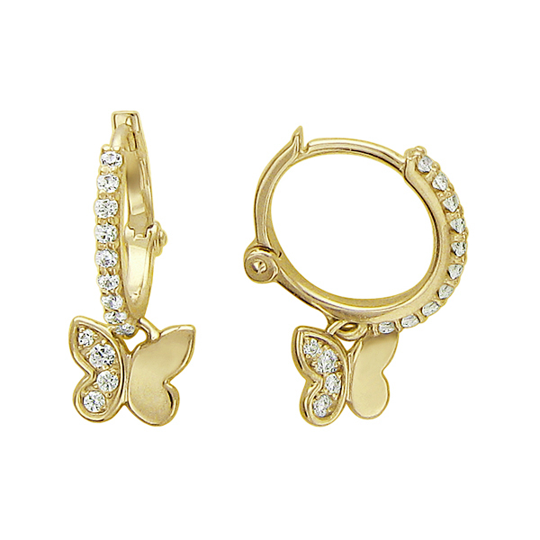 Серьги из желтого золота 585 пробы с фианитами 01С135940