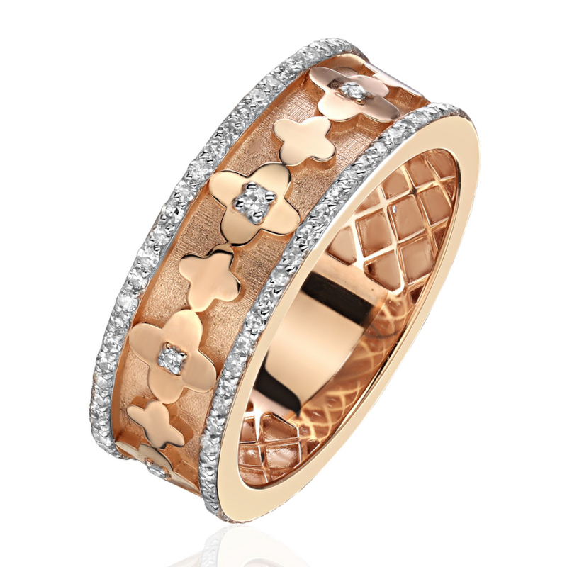 Кольцо из красного золота 585 пробы с бриллиантами 01К6115785Р-17