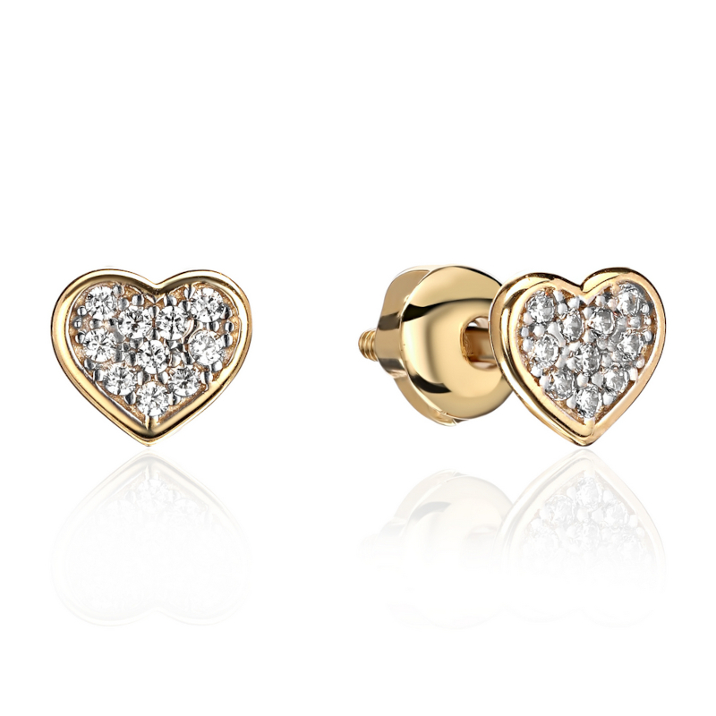 Серьги из желтого золота 585 пробы с фианитами 01С1314218Р