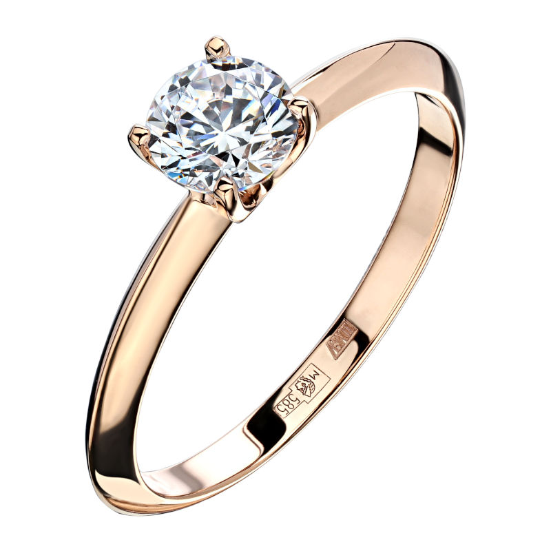 Кольцо из красного золота 585 пробы с фианитом 01К1113778