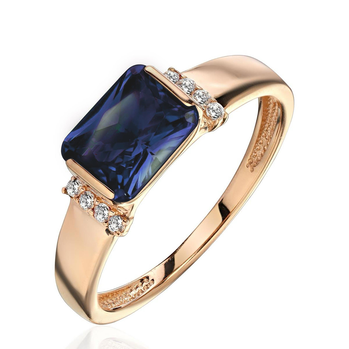 Кольцо из красного золота 585 пробы с наносинтал топазом и фианитами 01К2115435-3