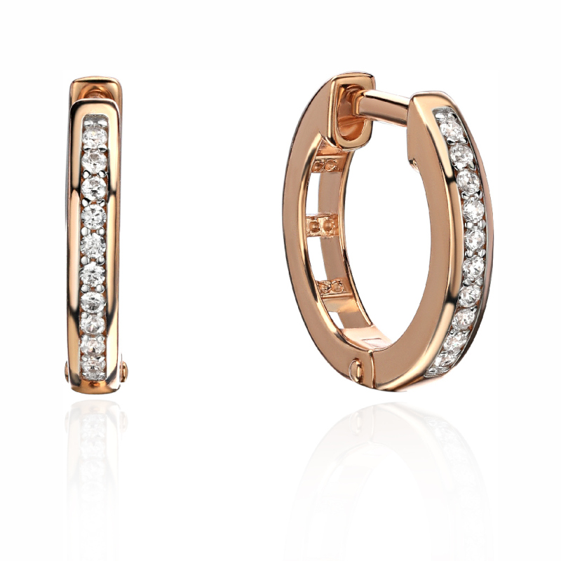 Серьги из красного золота 585 пробы с фианитами 01С1114391Р