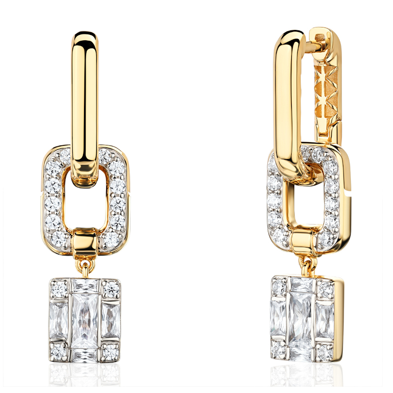 Серьги из желтого золота 585 пробы с фианитами 01С1315686Р