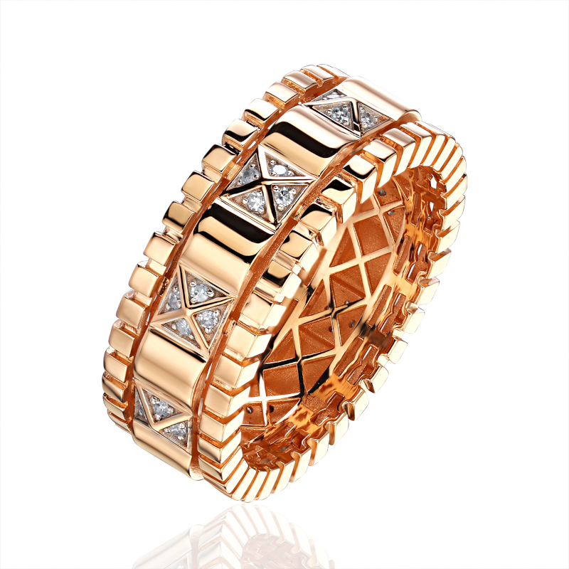 Кольцо из красного золота 585 пробы с бриллиантами 01К6115781-17