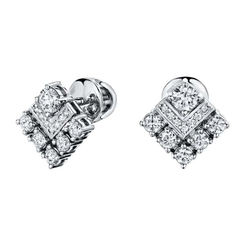 Серьги из белого золота 585 пробы с бриллиантами 01С6212571